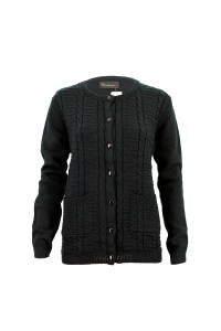 Lady cable knit cardigan with 2 pocket