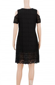 Net with Lace Summer Party Black Dress