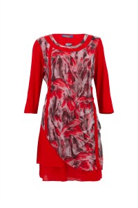 Net fabric Woman long top with lining and 3/4 sleeve