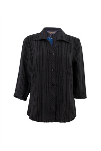 woman stripped 3/4 sleeve wash and wear classic Blouse 